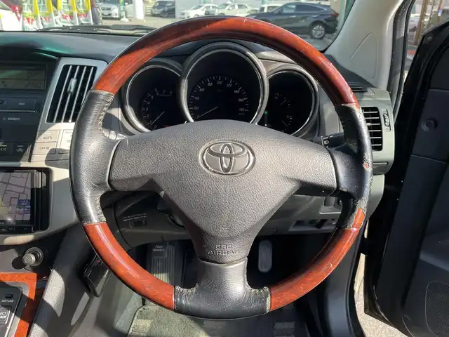 トヨタ ハリアー 240G 長野県 2008(平20)年 19.8万km ブラック 取扱説明書/HDDナビ/フルセグテレビ/AM/FM/Bluetooth/IPod/パワーウィンドウ/4WD/リモコンキー/純正フロアマット/社外17インチAW/ドアバイザー/ETC