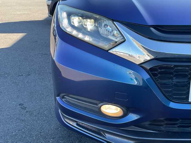 ホンダ ヴェゼル ハイブリッド Z 茨城県 2014(平26)年 5.6万km モルフォブルーP 社外ナビ/Bluetooth/フルセグTV/ドライブレコーダー/ETC/ハーフレザーシート/シートヒーター/横滑り防止装置/衝突軽減システム/オートライト/LEDヘッドライト/純正OPモデューロエアロパーツ/保証書/取扱説明書