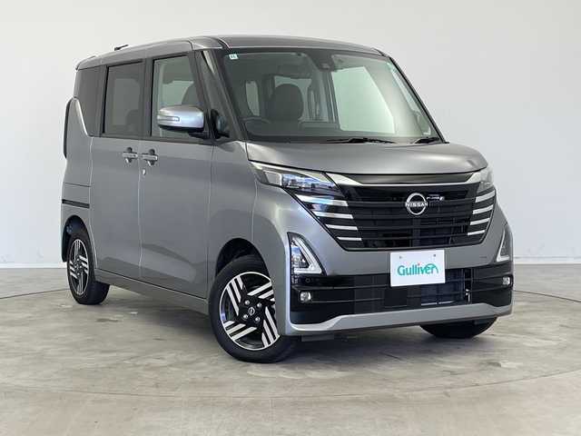 日産 ルークス HWS Gターボ プロパイロットED 新潟県 2024(令6)年 0.3万km チタニウムグレーメタリック 4WD/プロパイロット/純正メモリナビ【MM321D-L】/　フルセグTV/Bluetooth/CD/DVD/USB/レーダークルーズコントロール/衝突被害軽減ブレーキ/レーンキープアシスト/前後コーナーセンサー/レザーシート/両側パワースライドドア/ドライブレコーダー/全周囲モニター/ビルトインETC/ステアリングヒーター/LEDヘッドライト/オートライト/アイドリングストップ/横滑り防止装置/レザーステアリング/ステアリングスイッチ/禁煙車
