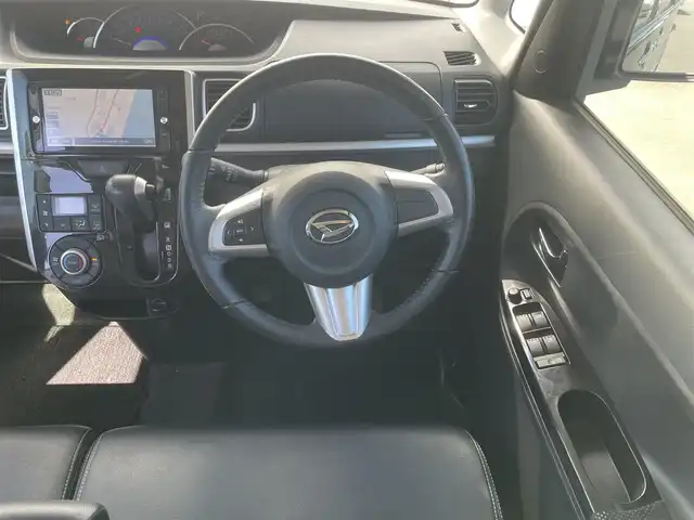 ダイハツ タント カスタム RS トップED SA 長崎県 2014(平26)年 9.6万km ブラックマイカメタリック (株)IDOMが運営する【じしゃロン長崎店】の自社ローン専用車両になりますこちらは現金またはオートローンご利用時の価格です。自社ローンご希望の方は別途その旨お申付け下さい/ナビ　/バックカメラ　/両側パワースライドドア　/ハーフレザーシート　/ＬＥＤヘッドライト　/オートライト　/フォグランプ　/電格ミラー　/衝突被害軽減ブレーキ　/Ｂｌｕｅｔｏｏｔｈ　/フルセグ