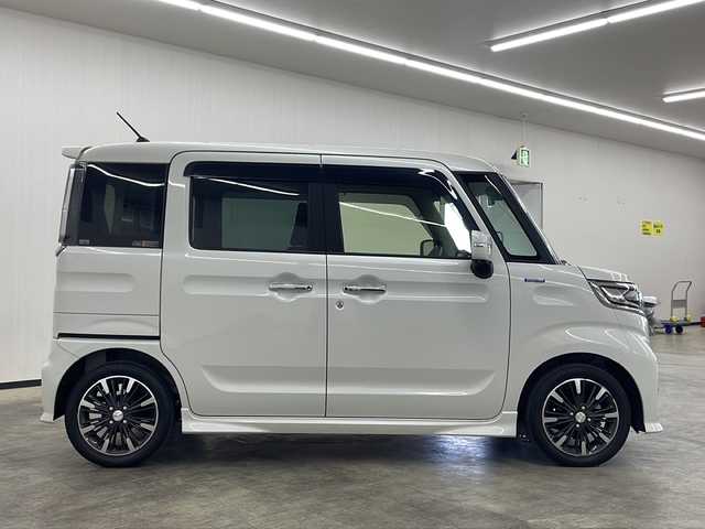 マツダ フレアワゴン カスタムスタイル ハイブリッド XS 長崎県 2022(令4)年 1.2万km ピュアホワイトP ワンオーナー/禁煙車/社外ナビ（CN-RZ875）/CD/DVD/地デジテレビ/Bluetooth/アラウンドビューモニター/ドライブレコーダー/コーナーセンサー/衝突軽減システム/レーンキープアシスト/クルーズコントロール/ステアリングスイッチ/オートライト/LEDヘッドランプ/運転席側シートヒーター/ハーフレザーシート/取説/保証書