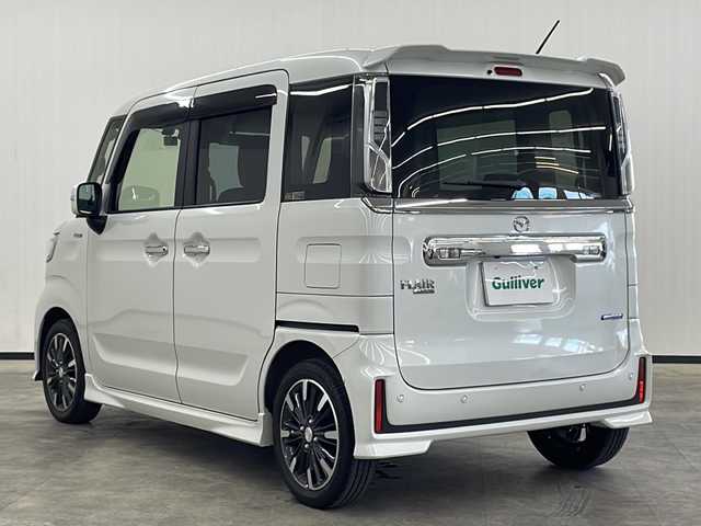 マツダ フレアワゴン カスタムスタイル ハイブリッド XS 長崎県 2022(令4)年 1.2万km ピュアホワイトP ワンオーナー/禁煙車/社外ナビ（CN-RZ875）/CD/DVD/地デジテレビ/Bluetooth/アラウンドビューモニター/ドライブレコーダー/コーナーセンサー/衝突軽減システム/レーンキープアシスト/クルーズコントロール/ステアリングスイッチ/オートライト/LEDヘッドランプ/運転席側シートヒーター/ハーフレザーシート/取説/保証書