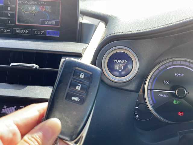 レクサス ＮＸ 300h Fスポーツ 沖縄県 2016(平28)年 9.6万km ホワイトノーヴァガラスフレーク メーカーオプションナビ/フルセグＴＶ/オーディオ（Ｂｌｕｅｔｏｏｔｈ、ＤＶＤ、ＣＤ、ＳＤ）/パワーバックドア/サンルーフ/バック／サイドカメラ/レザーシート/レーダークルーズコントロール/電動メモリーシート/LEDヘッドライト/フォグライト