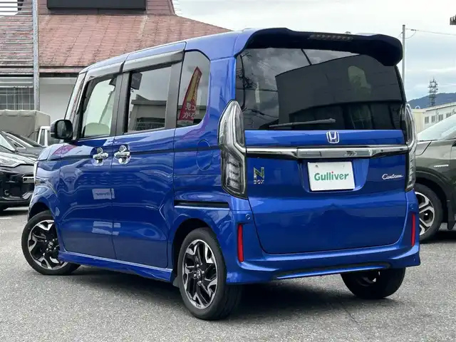 ホンダ Ｎ ＢＯＸ カスタム G L ターボ ホンダセンシング 奈良県 2018(平30)年 5.6万km ブリリアントスポーティブルーメタリック2トーン 純正メーカーナビ/ハーフレザー/追従式クルコン/両側パワスラ/フルセグTV/ドラレコ/ETC/Bluetooth/純正フロアマット/純正アルミ/オートライト（LED）/USB付/バックカメラ/記録簿/取扱説明書/保証書