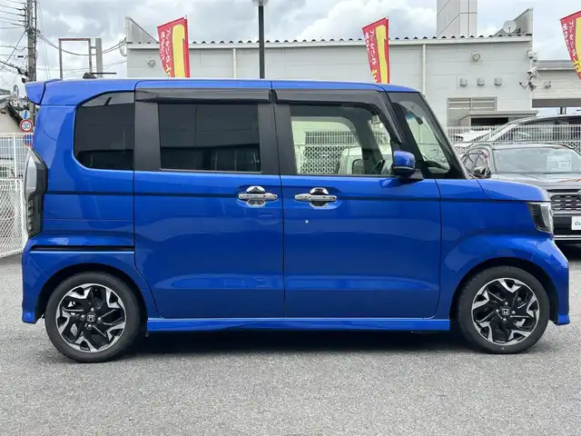 ホンダ Ｎ ＢＯＸ カスタム G L ターボ ホンダセンシング 奈良県 2018(平30)年 5.6万km ブリリアントスポーティブルーメタリック2トーン 純正メーカーナビ/ハーフレザー/追従式クルコン/両側パワスラ/フルセグTV/ドラレコ/ETC/Bluetooth/純正フロアマット/純正アルミ/オートライト（LED）/USB付/バックカメラ/記録簿/取扱説明書/保証書