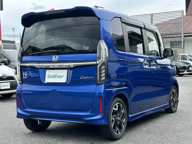 ホンダ Ｎ ＢＯＸ カスタム G L ターボ ホンダセンシング 奈良県 2018(平30)年 5.6万km ブリリアントスポーティブルーメタリック2トーン 純正メーカーナビ/ハーフレザー/追従式クルコン/両側パワスラ/フルセグTV/ドラレコ/ETC/Bluetooth/純正フロアマット/純正アルミ/オートライト（LED）/USB付/バックカメラ/記録簿/取扱説明書/保証書