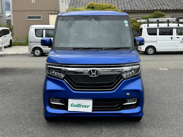 ホンダ Ｎ ＢＯＸ カスタム G L ターボ ホンダセンシング 奈良県 2018(平30)年 5.6万km ブリリアントスポーティブルーメタリック2トーン 純正メーカーナビ/ハーフレザー/追従式クルコン/両側パワスラ/フルセグTV/ドラレコ/ETC/Bluetooth/純正フロアマット/純正アルミ/オートライト（LED）/USB付/バックカメラ/記録簿/取扱説明書/保証書