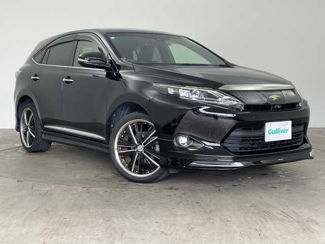 トヨタ ハリアー プレミアム アドバンスドP 兵庫県 2014(平26)年 9.2万km ブラック ・純正ナビ（CD/DVD/BT/TV）/・JBLサウンドシステム/・モデリスタエアロ/・置くだけ充電/・アラウンドビューモニター/・プリクラッシュセーフティ/・レーンディパーチャーアラート/・レーダークルーズコントロール/・オートマチックハイビーム/・クリアランスソナー/・パワーバックドア/・パワーシート/・ハーフレザーシート/・社外20インチAW/・ビルトインETC/・社外前後ドライブレコーダー/・LEDヘッドライト/・プッシュスタート/・スマートキー/・スペアキー