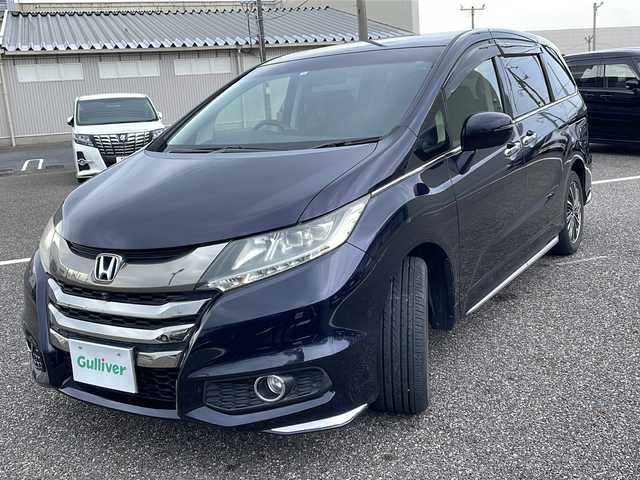 ホンダ オデッセイ アブソルート EX 島根県 2014(平26)年 5.4万km プレミアムヴィーナスブラックP 純正ナビ/４WD/フルセグTV（AM/CD/DVD）/ドライブレコーダー/後席モニター/ホンダセンシング/　レーンキープアシスト/　レーダークルーズコントロール/両側パワースライドドア/ハーフレザーシート/運転席パワーシート/アラウンドビューモニター/ブラインドスポットモニター/オートライト/LEDヘッドライト/ビルトインETC/アイドリングストップ