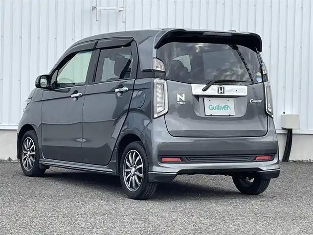 ホンダ Ｎ ＷＧＮ カスタム G Lパッケージ 熊本県 2015(平27)年 5.4万km ポリッシュドメタルメタリック 社外ナビ　BT/CD/DVD/SD/AM/FM/・フルセグ/・バックカメラ/シティブレーキシステム/横滑り抑制機能/エマージェンシーストップシグナル/後席シートベルト締め忘れ防止装置/クルーズコントロール/ETC/前方ドラレコ/革巻きステアリング/ステアリングスイッチ/プッシュスタート/・スマートキー/純正AW/純正フロアマット/純正ドアバイザー/電動格納ミラー/・ミラーウィンカー/ECONスイッチ
