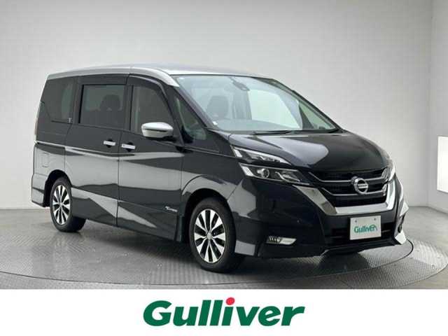 日産 セレナ ハイウェイスター 兵庫県 2017(平29)年 5.4万km ダイヤモンドブラック 2トーン 純正メモリナビ(CD/DVD/SD/Bluetooth/フルセグ)/バックカメラ/両側パワースライドドア/クルーズコントロール/オートライト/LEDヘッドライト/フォグライト/純正16インチアルミホイール/純正フロアマット/ドアバイザー/スペアキー