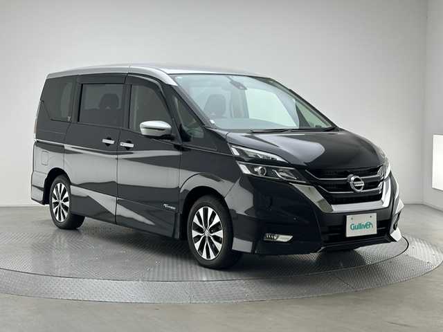 日産 セレナ ハイウェイスター 兵庫県 2017(平29)年 5.4万km ダイヤモンドブラック 2トーン 純正メモリナビ(CD/DVD/SD/Bluetooth/フルセグ)/バックカメラ/両側パワースライドドア/クルーズコントロール/オートライト/LEDヘッドライト/フォグライト/純正16インチアルミホイール/純正フロアマット/ドアバイザー/スペアキー