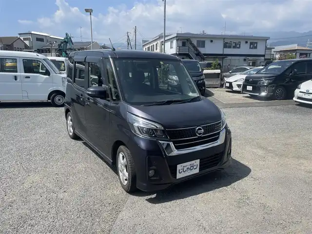 日産 デイズ ルークス ハイウェイスターX 神奈川県 2019(令1)年 6.1万km プレミアムパープルP (株)IDOMが運営する【じしゃロン秦野店】の自社ローン専用車両になりますこちらは現金またはオートローンご利用時の価格です。自社ローンご希望の方は別途その旨お申付け下さい/エマージェンシーブレーキ/踏み間違い防止アシスト/純正ナビ/　CD/DVD/BT/フルセグ/SD/アラウンドビューモニター/片側パワースライドドア/LEDオートライト/社外14インチアルミホイール/アイドリングストップ/後席サーキュレーター/純正AWサマータイヤ積み込み/スマートキー