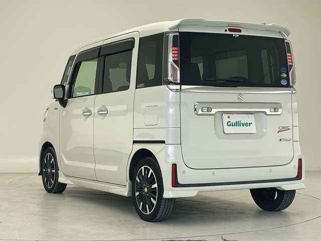 スズキ スペーシア カスタム HYBRID XS 沖縄県 2018(平30)年 6.8万km ピュアホワイトP 純正ディスプレイオーディオ（PVH-9300DVSZS）　　/DVD　/ＡＵＸ　/Ｂｌｕｅｔｏｏｔｈ　/ＥＴＣ/ハーフレザーシート　/両側パワースライドドア　/コーナーセンサー　/シートヒーター　/ＬＥＤヘッドライト　/オートライト/横滑り防止装置　/純正フロアマット/純正15インチアルミホイール