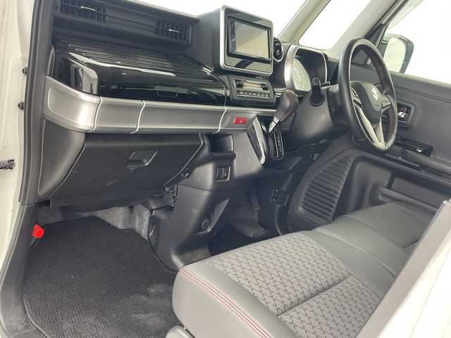 スズキ スペーシア カスタム HYBRID XS 沖縄県 2018(平30)年 6.8万km ピュアホワイトP 純正ディスプレイオーディオ（PVH-9300DVSZS）　　/DVD　/ＡＵＸ　/Ｂｌｕｅｔｏｏｔｈ　/ＥＴＣ/ハーフレザーシート　/両側パワースライドドア　/コーナーセンサー　/シートヒーター　/ＬＥＤヘッドライト　/オートライト/横滑り防止装置　/純正フロアマット/純正15インチアルミホイール