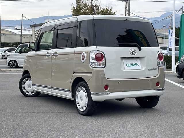 ダイハツ ムーヴ キャンバス G メイクアッフ SA Ⅱ 長野県 2016(平28)年 4.4万km パールホワイトⅢ/ナチュラルベージュマイカメタリック 2トーン 禁煙車/4WD/純正8インチナビ/【NSZN-X67D】/（CD/DVD/フルセグTV/Bluetooth/HDMI）/スマートアシスト２/・衝突回避支援ブレーキ/・衝突警報機能/・車線逸脱警報機能/・誤発進抑制制御機能/・先行車発進お知らせ機能/全周囲カメラ/バックカメラ/ETC/両側パワースライドドア/ステアリングスイッチ/アイドリングストップ/ベンチシート/LEDヘッドライト/純正ドラレコ/フォグランプ/オートライト/スマートキー/Pスタート/電動格納ミラー/純正フロアマット/ドアバイザー