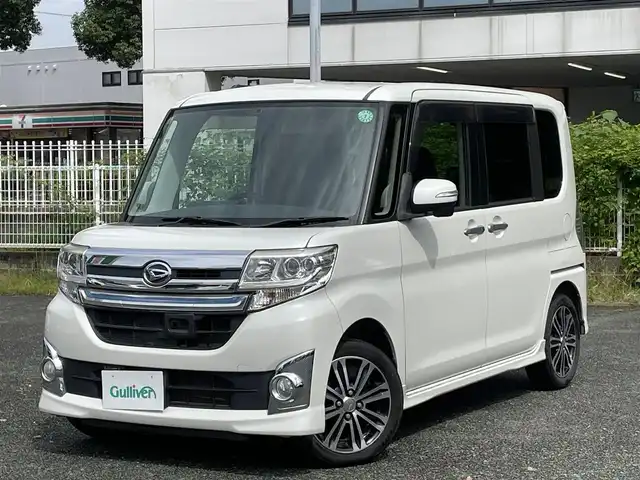 ダイハツ タント カスタム RS スマートセレ SA 熊本県 2014(平26)年 11.6万km パールホワイトⅢ 衝突軽減ブレーキ/プッシュスタート/社外ナビ/（CD・DVD・フルセグTV・BTオーディオ・SD）/ETC/純正15インチAW/両側パワースライドドア/LEDヘッドライト/オートライト/フォグライト/横滑り防止装置/ウィンカーミラー/純正フロアマット/純正ドアバイザー