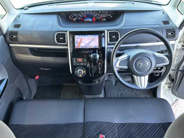 ダイハツ タント カスタム RS スマートセレ SA 静岡県 2014(平26)年 9.8万km パールホワイトⅢ 社外メモリナビ/・CD/・DVD/・フルセグＴＶ/・Bluetooth/・USB/・AM/・FM/主要装備/・両側パワスラ/・衝突軽減/・横滑り防止装置/・ETC/・ドラレコ前/・純正フロアマット/・純正アルミホイール/・LEDヘッドライト/・オートライト/・フォグランプ/・スマートキー/・プッシュスタート