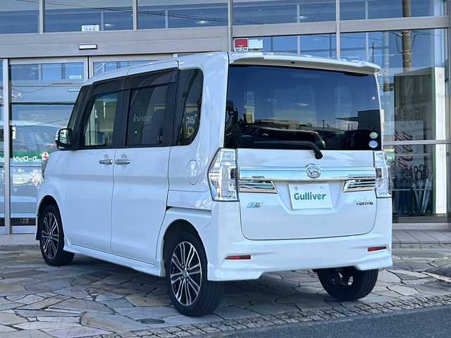 ダイハツ タント カスタム RS スマートセレ SA 静岡県 2014(平26)年 9.8万km パールホワイトⅢ 社外メモリナビ/・CD/・DVD/・フルセグＴＶ/・Bluetooth/・USB/・AM/・FM/主要装備/・両側パワスラ/・衝突軽減/・横滑り防止装置/・ETC/・ドラレコ前/・純正フロアマット/・純正アルミホイール/・LEDヘッドライト/・オートライト/・フォグランプ/・スマートキー/・プッシュスタート