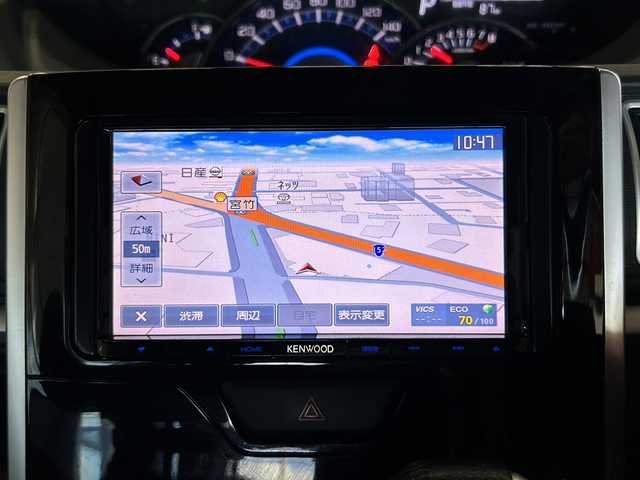 ダイハツ タント カスタム RS スマートセレ SA 静岡県 2014(平26)年 9.8万km パールホワイトⅢ 社外メモリナビ/・CD/・DVD/・フルセグＴＶ/・Bluetooth/・USB/・AM/・FM/主要装備/・両側パワスラ/・衝突軽減/・横滑り防止装置/・ETC/・ドラレコ前/・純正フロアマット/・純正アルミホイール/・LEDヘッドライト/・オートライト/・フォグランプ/・スマートキー/・プッシュスタート