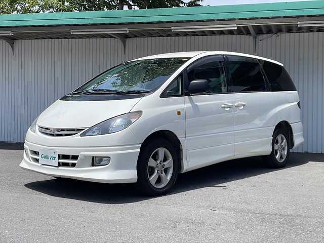 トヨタ エスティマ Ｔ アエラス 長野県 2003(平15)年 19万km ホワイトパールマイカ ４WD/ケンウッドメモリナビ TV/バックカメラ/ETC/純正16インチアルミ