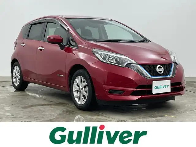 日産 ノート e－パワー X 岡山県 2018(平30)年 6.6万km ガーネットレッド 純正7インチSDナビ/（CD/DVD/TV/BT)/全方位カメラ/ステアリングスイッチ/デジタルミラー/コーナーセンサー/オートライト/ドライブレコーダー/純正15インチアルミホイール/純正フロアマット/純正ドアバイザー