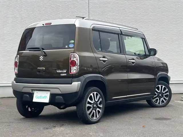 スズキ ハスラー Jスタイル Ⅲ 秋田県 2018(平30)年 4.7万km ブレイブカーキパール/スチールシルバー ４WD/衝突軽減システム/純正SDナビ（DVD/CD/BT）/フルセグ/全方位モニター/スズキ純正15インチアルミ（夏タイヤ装着）/スマートキー/アイドリングストップ/プッシュスタート/レーンキープアシスト/ダウンヒルアシストコントロール/ステアリングスイッチ/前席シートヒーター/ビルトインETC/ルーフレール/純正フロアマット/純正ドアバイザー/オートライト/オートエアコン/パワーステアリング/パワーウィンドウ/横滑り防止/盗難防止装置/寒冷地仕様/電動格納ウィンカーミラー/保証書/取扱説明書/記録簿/スペアキー×１