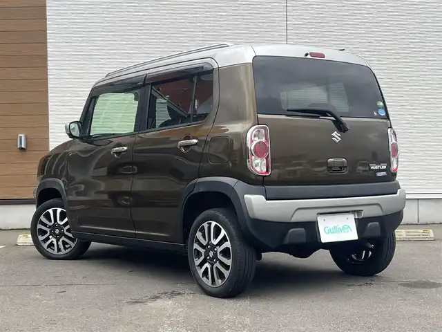 スズキ ハスラー Jスタイル Ⅲ 秋田県 2018(平30)年 4.7万km ブレイブカーキパール/スチールシルバー ４WD/衝突軽減システム/純正SDナビ（DVD/CD/BT）/フルセグ/全方位モニター/スズキ純正15インチアルミ（夏タイヤ装着）/スマートキー/アイドリングストップ/プッシュスタート/レーンキープアシスト/ダウンヒルアシストコントロール/ステアリングスイッチ/前席シートヒーター/ビルトインETC/ルーフレール/純正フロアマット/純正ドアバイザー/オートライト/オートエアコン/パワーステアリング/パワーウィンドウ/横滑り防止/盗難防止装置/寒冷地仕様/電動格納ウィンカーミラー/保証書/取扱説明書/記録簿/スペアキー×１