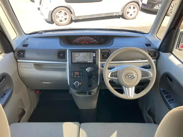 ダイハツ タント G SA 静岡県 2014(平26)年 7.3万km ファイアークォーツレッドM スマートアシスト/純正メモリーナビ（NMZP-W64D）/　AM FM　CD DVD Bluetooth /フルセグTV/両側パワースライドドア/ecoIDLE/フロントフォグランプ/ステアリングスイッチ/ベンチシート/リアロールサンシェード/純正14インチアルミホイール/スマートキー/プッシュスタート/バックカメラ/ワンオーナー