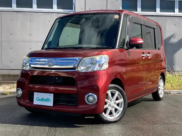 ダイハツ タント G SA 静岡県 2014(平26)年 7.3万km ファイアークォーツレッドM スマートアシスト/純正メモリーナビ（NMZP-W64D）/　AM FM　CD DVD Bluetooth /フルセグTV/両側パワースライドドア/ecoIDLE/フロントフォグランプ/ステアリングスイッチ/ベンチシート/リアロールサンシェード/純正14インチアルミホイール/スマートキー/プッシュスタート/バックカメラ/ワンオーナー