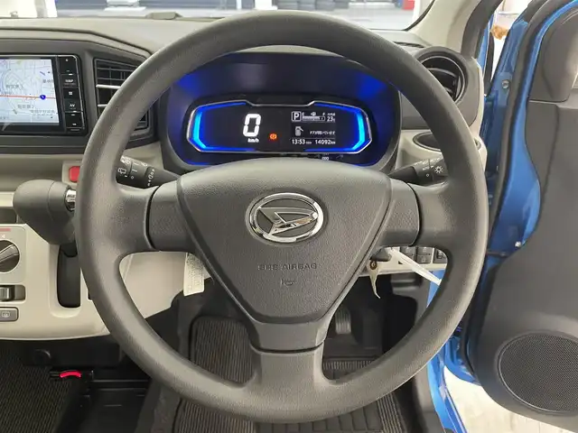 ダイハツ ミラ イース X リミテッド SAⅢ 滋賀県 2023(令5)年 1.4万km スプラッシュブルーM 社外ナビ/Bluetooth/USB/バックカメラ/スマートアシストIII/アイドリングストップ/コーナーセンサー/LEDヘッドライト/オートライト/オートハイビーム/電動格納ミラー/ETC