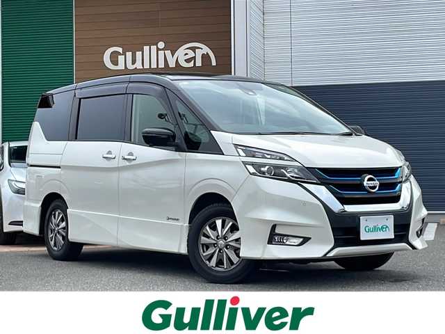日産 セレナ e－パワー ハイウェイスター V 佐賀県 2018(平30)年 11.2万km ブリリアントホワイトパール 2トーン プッシュスタート/Bluetooth/フルセグテレビ/メモリナビ/パーキングアシスト/追尾機能付クルーズコントロール/アラウンドビューモニター/オートライト/LEDヘッドライト/衝突被害軽減システム/ブレーキホールド/デジタルインナーミラー/電格ウィンカーミラー/後席サンシェード/両側パワースライドドア/保証書/取扱説明書/記録簿/ETC/スペアキー有