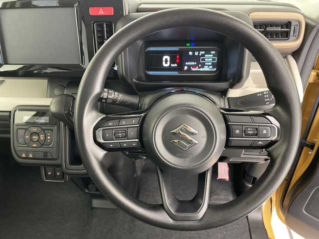 スズキ スペーシア HYBRID X 愛知県 2023(令5)年 1.4万km 黄 スズキセーフティサポート/両側パワースライドドア/シートヒーター/レーダークルーズコントロール/コーナーセンサー/LEDヘッドライト/オートライト/オットマン/衝突軽減システム/ステアリングスイッチ/スマートキー/プッシュスタート