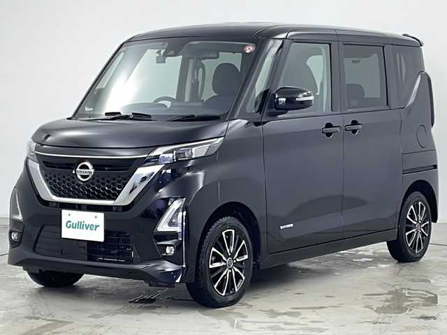 日産 ルークス HWS X プロパイロットED 道央・札幌 2022(令4)年 1.4万km ブラック ・社外ナビ＆TV＆CD＆DVD＆SD＆BT＆USB/・全方位カメラ/・プロパイロット/・アイドリングストップ/・エマージェンシーブレーキ/・アイドリングストップ/・車線逸脱警報システム/・車線逸脱防止支援システム/・先行車発進告知/・クリアランスソナー/・タッチフリースライドドア/・両側パワースライドドア/・ビルトインETC/・プラズマクラスター/・前席シートヒーター/・LEDライト/・LEDフォグ/・スマートキー/・純正AW付サマータイヤ積込