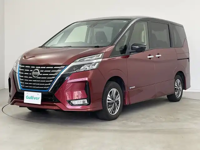日産 セレナ e－パワー ハイウェイスター V 新潟県 2020(令2)年 6.7万km マルーンレッド 2トーン 純正メモリナビ/　フルセグTV/Bluetooth/CD/DVD/Blu-ray/セーフティパックB/・SRSカーテンエアバッグシステム&サイドエアバッグシステム/・踏み間違い衝突防止アシスト/・インテリジェントパーキングアシスト(駐車支援システム)/・標識検知機能/(進入禁止標識、最高速度標識、一時停止標識)/・インテリジェントアラウンドビューモニター/・インテリジェントDA(ふらつき警報)/・フロント&バックソナー/・インテリジェントルームミラー/・電動パーキングブレーキ/・オートブレーキホールド/・プロパイロット/・インテリジェントLI(車線逸脱防止支援システム)/・ヒーター付ドアミラー/・ステアリングスイッチ/衝突被害軽減ブレーキ/レーダークルーズコントロール/両側パワースライドドア/ドライブレコーダー【DJ4-D】/シートヒーター/ステアリングヒーター/ビルトインETC/前後コーナーセンサー/横滑り防止装置/オートライト