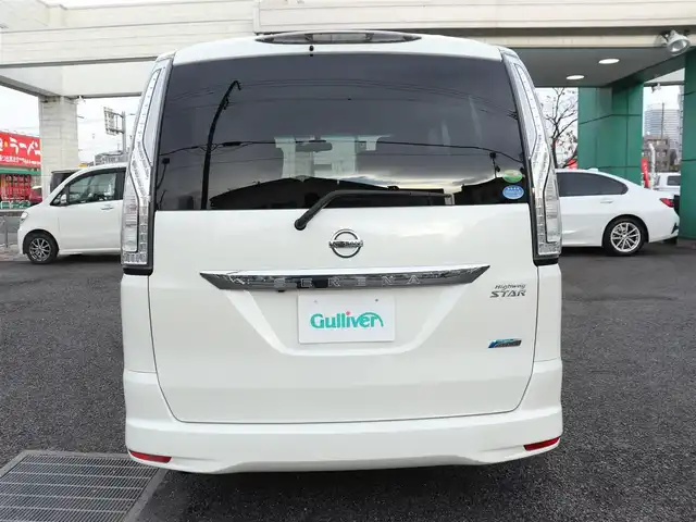 日産 セレナ ハイウェイスター Sハイブリッド 神奈川県 2014(平26)年 7.2万km ブリリアントホワイトパール エマージェンシーブレーキ/純正メモリナビ/フルセグテレビ/バックカメラ/フリップダウンモニター/クルーズコントロール/ドアバイザー/プッシュスタート/両側パワースライドドア/ETC/ドラレコ(前後)/アイドリングストップ/純正16インチAW（車内にあり）/保証書、取説、ナビ説/記録簿（H27.28.R4.5）/スペアスマートキー