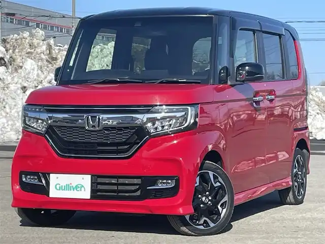 ホンダ Ｎ ＢＯＸ カスタム G L ターボ ホンダセンシング 道央・札幌 2019(令1)年 6.7万km ミラノレッド ４WD/ホンダセンシング/純正ディーラーOPナビ/CD/DVD/BT/フルセグ/衝突被害軽減ブレーキ/横滑り防止装置/アダプティブクルーズコントロール/レーンキープアシスト/リヤコーナーセンサー/バックカメラ/ビルトインETC/ECONモード/両側パワースライドドア/前席シートヒーター/ハーフレザーシート/革巻きステアリング/ステアリングリモコン/パドルシフト/USBポート/プッシュスタート/スマートキー/LEDヘッドライト/オートライト/オートハイビーム/フォグランプ/電動格納ミラー/ヒーテッドドアミラー/ウィンカーミラー/純正フロアマット/ドアバイザー