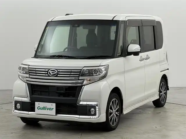 ダイハツ タント カスタム X トップED SAⅡ 福岡県 2016(平28)年 6.6万km パールホワイトⅢ 社外ナビ（フルセグＴＶ）　/ＥＴＣ　/衝突軽減ブレーキ　/横滑り防止装置　/アイドリングストップ　/片側電動スライドドア　/プッシュスタート　/電動格納式ドアミラー　/ハーフレザー　/純正１４インチＡＷ　/ＬＥＤライト