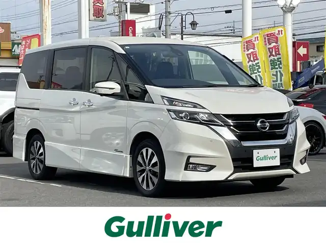 日産 セレナ ハイウェイスター G 群馬県 2017(平29)年 8.6万km ブリリアントホワイトパール 純正9型ナビ(MM516D-L)/CD・DVD・BD・SD/USB・BT・フルセグTV/両側パワースライドドア/アラウンドビューモニター/ビルトインETC/横滑り防止装置/エマージェンシーブレーキ/アイドリングストップ/純正アルミホイール/純正フロアマット/取説・保証書/スマートキー×2