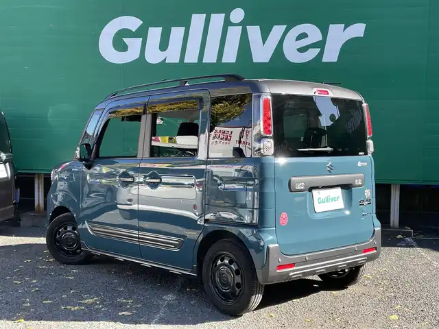スズキ スペーシア ギア HYBRID XZターボ 岡山県 2021(令3)年 2.7万km デニムブルー ガンメタリック 2トーン 全方位モニター用カメラパッケージ/・アラウンドビューモニター/・ヘッドアップディスプレイ/ワンオーナー/純正SDナビ【CN-RZ866】/（フルセグ/BTオーディオ/DVD）/セーフティサポート/・アダクティブクルーズコントロール/・車線逸脱警報機能/・デュアルカメラブレーキサポート/ターボ/両側パワースライドドア/前席シートヒーター/ETC/ドライブレコーダー前後/取扱説明書/保証書/スペアキー×1