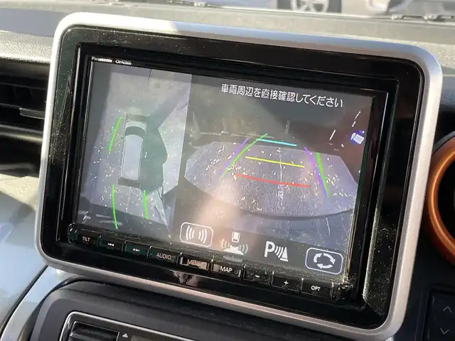 スズキ スペーシア ギア HYBRID XZターボ 岡山県 2021(令3)年 2.7万km デニムブルー ガンメタリック 2トーン 全方位モニター用カメラパッケージ/・アラウンドビューモニター/・ヘッドアップディスプレイ/ワンオーナー/純正SDナビ【CN-RZ866】/（フルセグ/BTオーディオ/DVD）/セーフティサポート/・アダクティブクルーズコントロール/・車線逸脱警報機能/・デュアルカメラブレーキサポート/ターボ/両側パワースライドドア/前席シートヒーター/ETC/ドライブレコーダー前後/取扱説明書/保証書/スペアキー×1