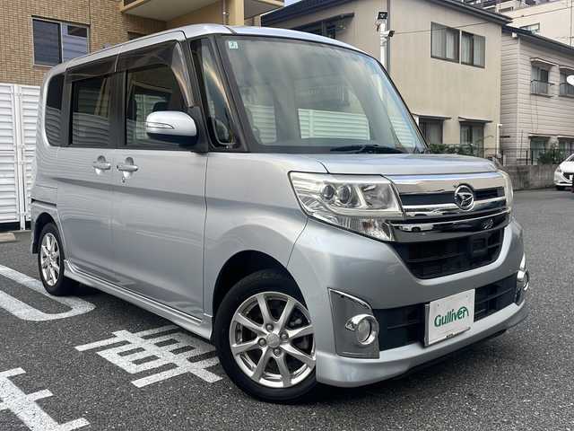 ダイハツ タント カスタム X SA 広島県 2014(平26)年 2.9万km ブライトシルバーメタリック /登録時走行距離/　　　　　　　28130キロ/社外ナビ/バックカメラ/地デジ/左後パワースライドドア/オートライト/ETC/新車時整備手帳/　　【保証書】/取扱説明書/