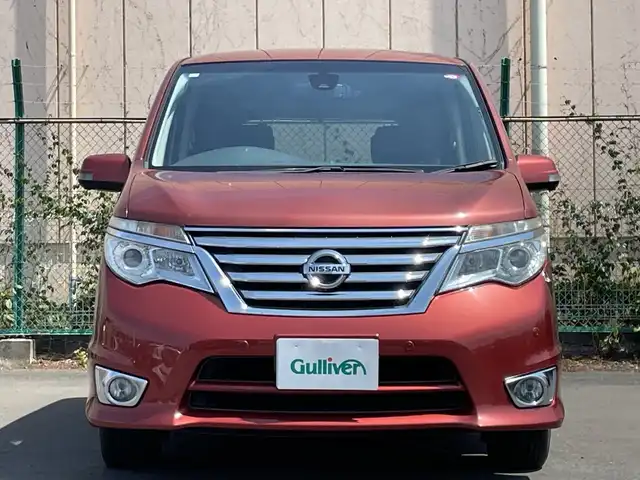 日産 セレナ ハイウェイS G S HV Aセーフ 兵庫県 2014(平26)年 3.9万km プレミアムディープコーラルM 純正ナビ/ドライブレコーダー一体型ルームミラー/ETC/クルーズコントロール/アイドリングストップ/ヒルスタートアシスタント/アラウンドビューモニター/フロント/バックソナー/エマージェンシーブレーキ/LDW(車線逸脱警報)/踏み間違い衝突防止アシスト/ふらつき警報/パワースライドドア(運転席側/助手席側)/ハロゲンヘッドランプ/オートライト/フロントフォグランプ/ボディ同色電動格納ドアミラー/ウィンカーミラー/革巻きステアリングホイール/SRSエアバック(運転席/助手席)/プラズマクラスター付オートエアコン/リアオートエアコン/ブラックジャガード織物/トリコットコンビシート/折りたたみ格納式パーソナルテーブル(2列目)/インテリジェントキー/プッシュエンジンスターター