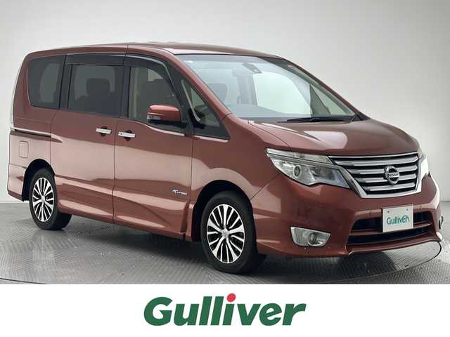 日産 セレナ ハイウェイS G S HV Aセーフ 兵庫県 2014(平26)年 3.9万km プレミアムディープコーラルM 純正ナビ/ドライブレコーダー一体型ルームミラー/ETC/クルーズコントロール/アイドリングストップ/ヒルスタートアシスタント/アラウンドビューモニター/フロント/バックソナー/エマージェンシーブレーキ/LDW(車線逸脱警報)/踏み間違い衝突防止アシスト/ふらつき警報/パワースライドドア(運転席側/助手席側)/ハロゲンヘッドランプ/オートライト/フロントフォグランプ/ボディ同色電動格納ドアミラー/ウィンカーミラー/革巻きステアリングホイール/SRSエアバック(運転席/助手席)/プラズマクラスター付オートエアコン/リアオートエアコン/ブラックジャガード織物/トリコットコンビシート/折りたたみ格納式パーソナルテーブル(2列目)/インテリジェントキー/プッシュエンジンスターター