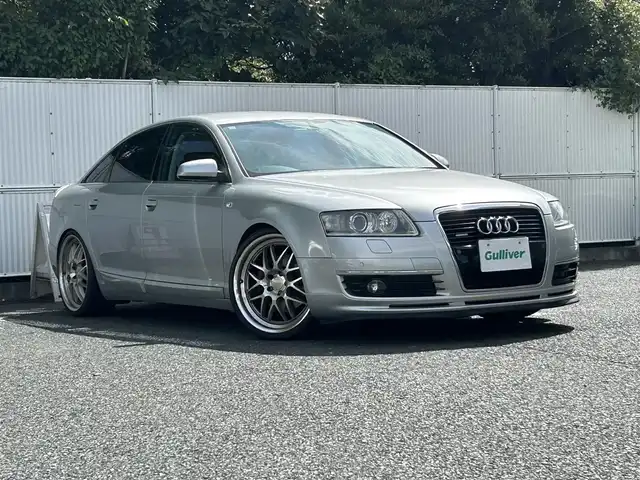 アウディ Ａ６ 3．2 FSI クワトロ 茨城県 2007(平19)年 14万km シルバーレイクM W＋サイドエアバッグ/後部サイドエアバッグ/ETC/純正モニター/バックカメラ/クルーズコントロール/パワーシート（D＋N席）/シートヒーター（全席）/本革シート