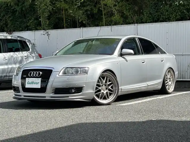 アウディ Ａ６ 3．2 FSI クワトロ 茨城県 2007(平19)年 14万km シルバーレイクM W＋サイドエアバッグ/後部サイドエアバッグ/ETC/純正モニター/バックカメラ/クルーズコントロール/パワーシート（D＋N席）/シートヒーター（全席）/本革シート