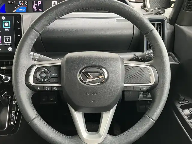 ダイハツ タント カスタム RS 山口県 2022(令4)年 3.5万km ブラックマイカメタリック 純正ディスプレイオーディオ/＆パノラミックビューカメラ/＆フルセグTV/フロアマット/ドアバイザー/純正LEDヘッドライト/純正フォグランプ/純正15インチアルミ/スマートキー/エンジンプッシュスタート/両側パワースライド/オートライト/フロントシートヒーター