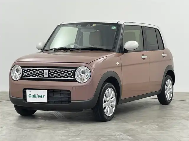スズキ ラパン X 群馬県 2022(令4)年 1万km テラコッタピンクメタリック/ソフトベージュ 2トーン 社外ナビ フルセグTV デュアルブレーキサポート アイドリングストップ機構 ステアリングスイッチ 前席シートヒーター オートエアコン ETC LEDオートライト スマートキー 禁煙車
