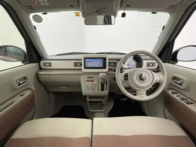 スズキ ラパン X 群馬県 2022(令4)年 1万km テラコッタピンクメタリック/ソフトベージュ 2トーン 社外ナビ フルセグTV デュアルブレーキサポート アイドリングストップ機構 ステアリングスイッチ 前席シートヒーター オートエアコン ETC LEDオートライト スマートキー 禁煙車