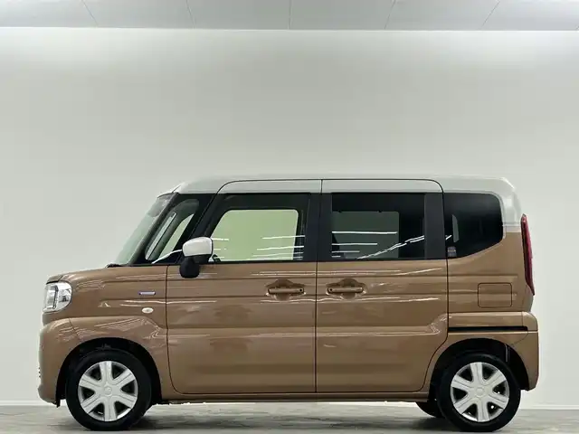 スズキ スペーシア HYBRID X 埼玉県 2023(令5)年 0.1万km オレンジ ツートーンルーフ　デュアルセンサーブレーキサポート　（衝突被害軽減ブレーキ）　両側パワースライドドア　スマート　プッシュスタート　ＬＥＤヘッドライト　オートライト